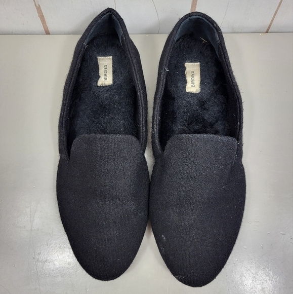 Birdies The Starling Wool Faux Fur Lined Smoking Slipper Loafer Flats Black 9 - Picture 3 of 17